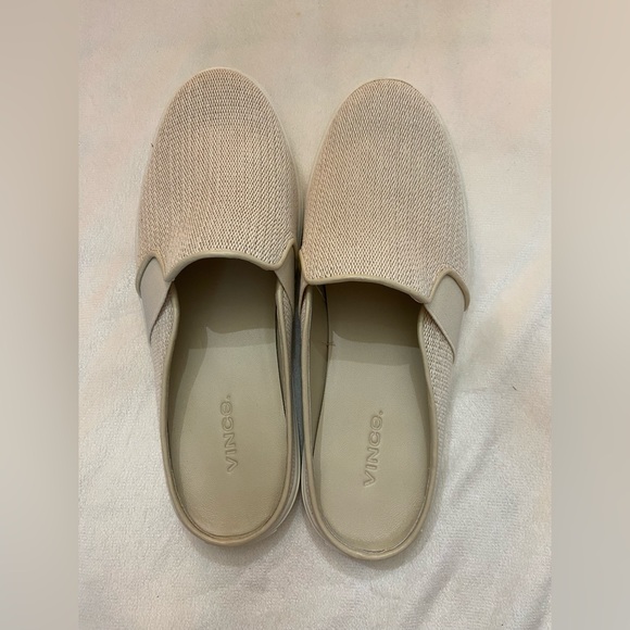 Vince Blair Cream Knit Slip-On Sneakers Mules Minimalist Casual Chic us 7 - Picture 4 of 9